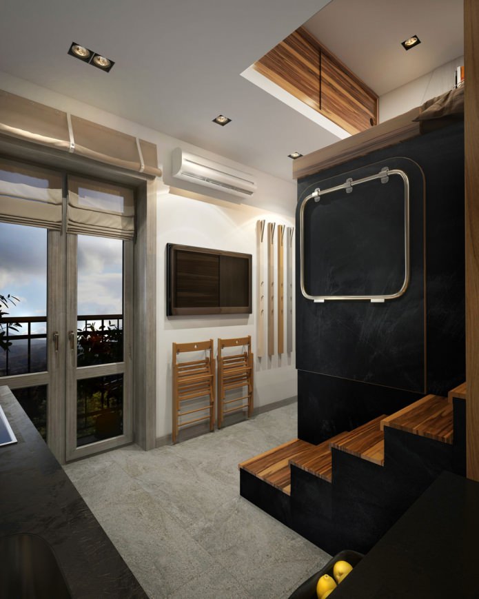 ontwerp van een klein appartement van 15 m². m.