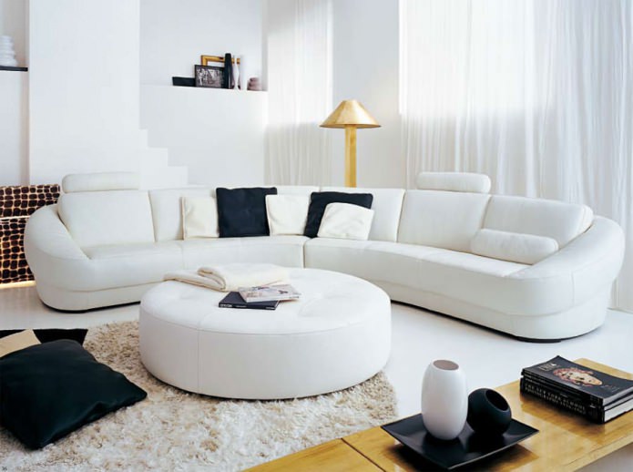 sofa sudut separuh bulatan untuk ruang tamu