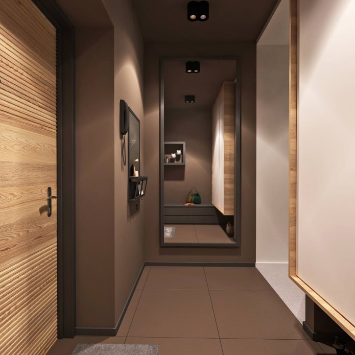 коридор в дизайнерския проект на 3-стаен апартамент