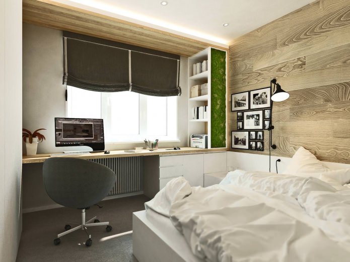 3 odalı bir dairenin tasarım projesinde yatak odası
