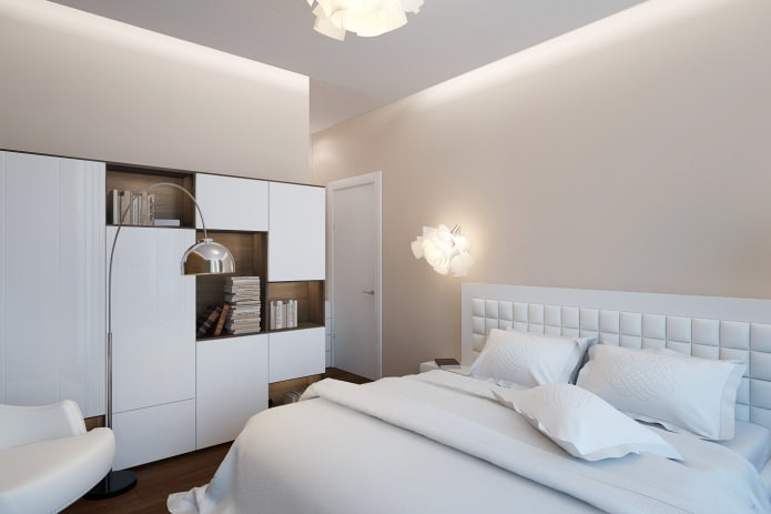 soveværelse i et designprojekt af en 2-værelses lejlighed
