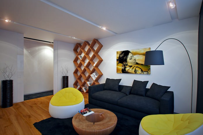 bir apartman iç tasarım projesinde oturma odası