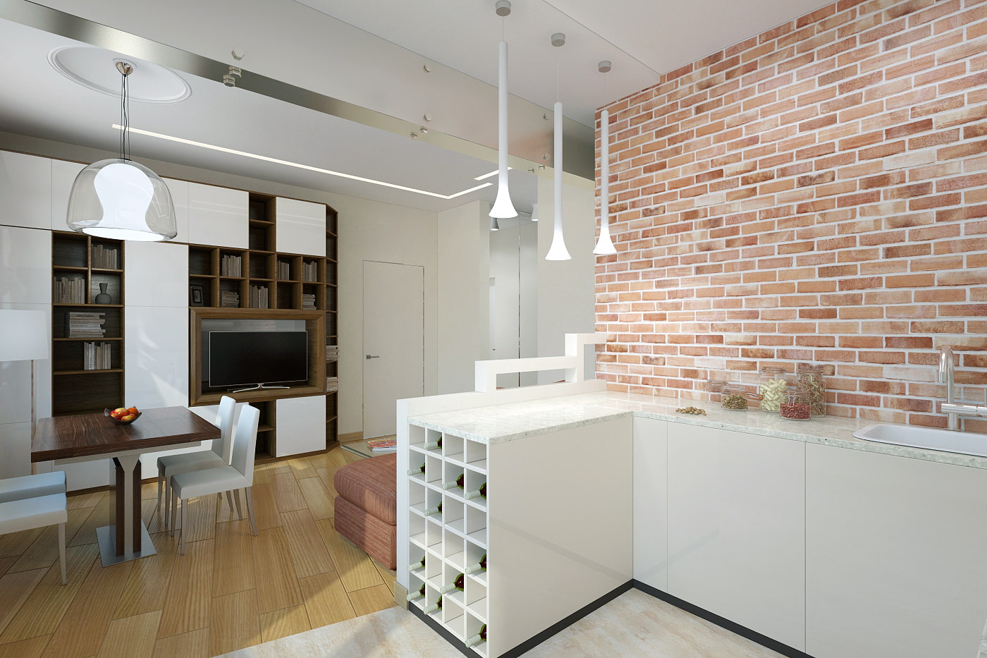 kuchyňa-obývacia izba v dvojizbovom byte