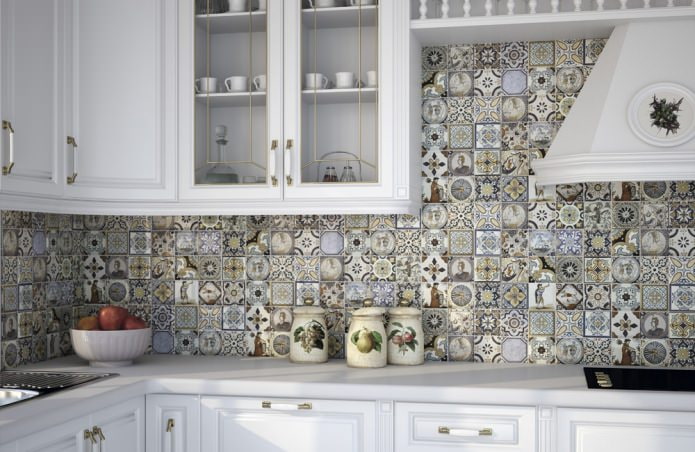 Gresie patchwork în bucătăria în stil rustic