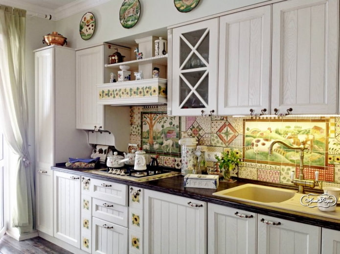 Gresie patchwork în bucătăria în stil rustic