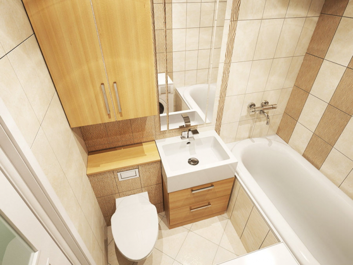yhdistetyn kylpyhuoneen suunnittelu Hruštšovissa