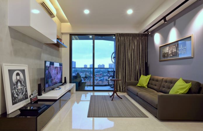interiér obývacej izby s panoramatickými oknami