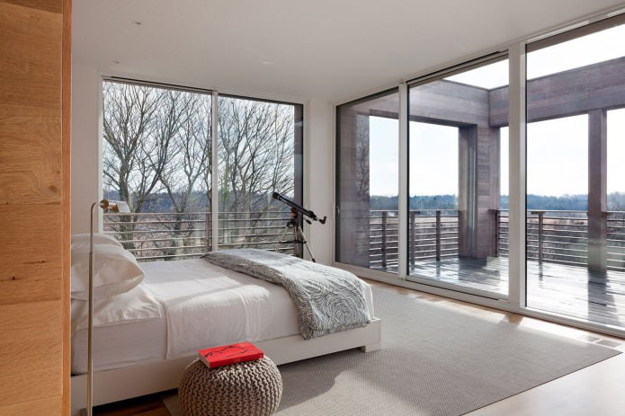 Soveværelse design med panoramavinduer
