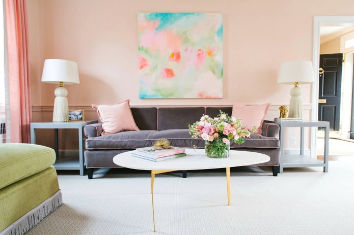 svijetlo ružičasta boja u dnevnoj sobi