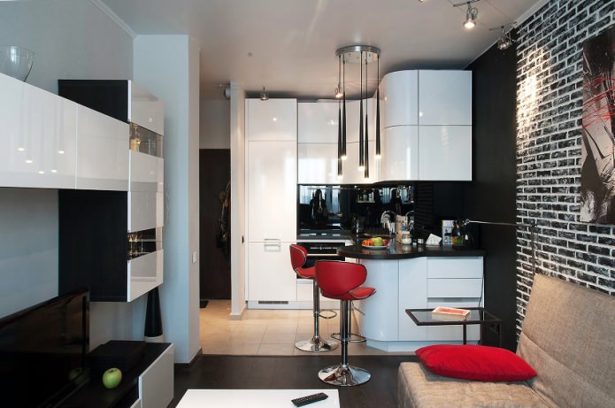 stijlvolle keuken-woonkamer met toog