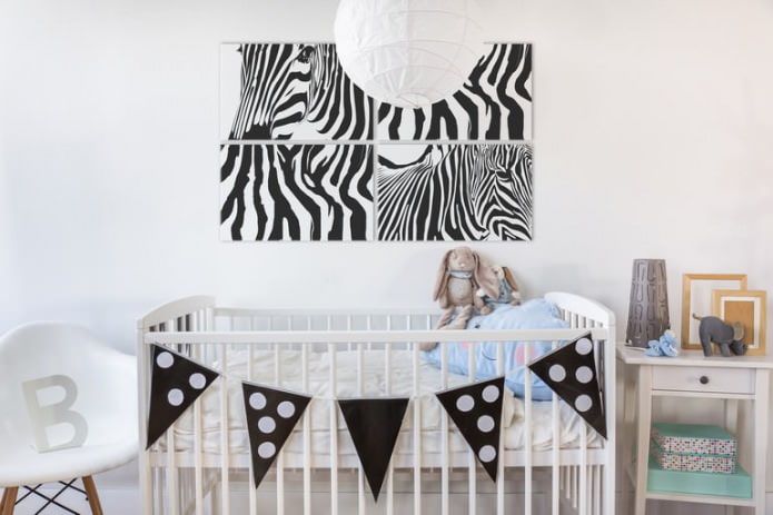 Modulární obrázek v interiéru školky pro novorozence