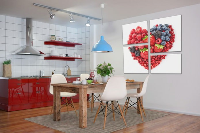 Imagine modulară modernă în interiorul bucătăriei