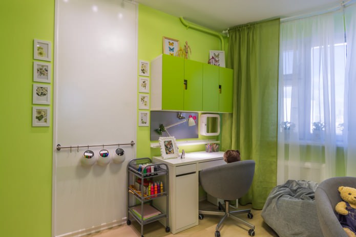 зелени стени в детската стая