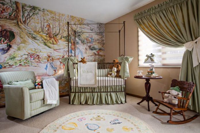 tapety v dětském pokoji pro novorozence