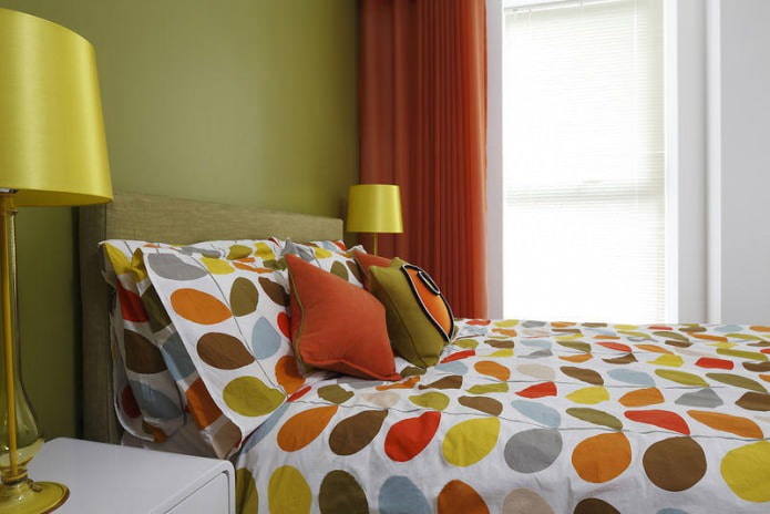 grøn-orange soveværelse