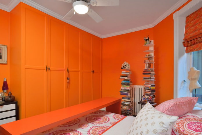 bright orange cabinets