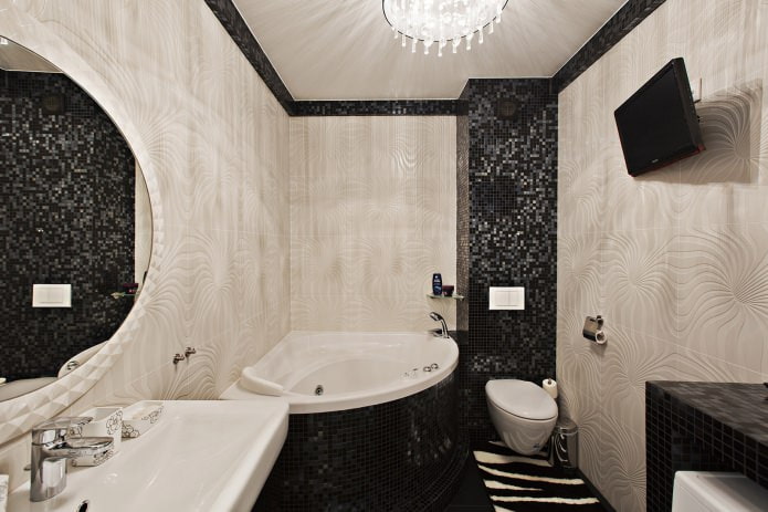 Kulma-kylpyhuoneen suunnittelu moderniin tyyliin