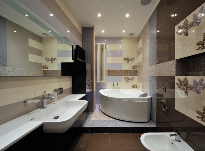 kylpyhuoneen sisustus, jossa on moderni tyyli