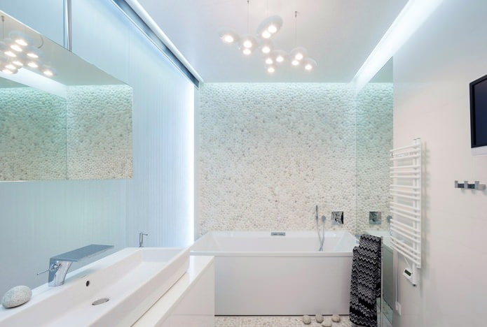 zwevende plafondconstructie in de badkamer
