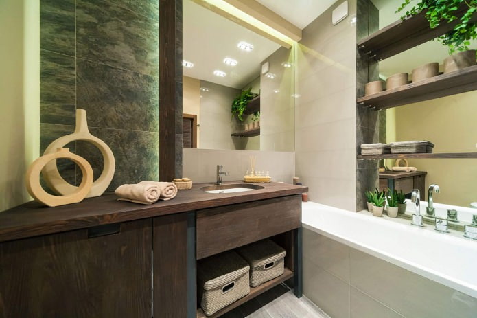 Interior de baie în stil ecologic
