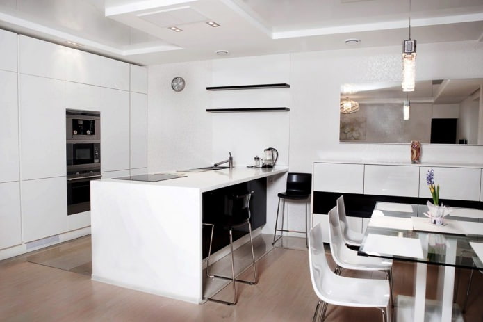 interni cucina in bianco e nero