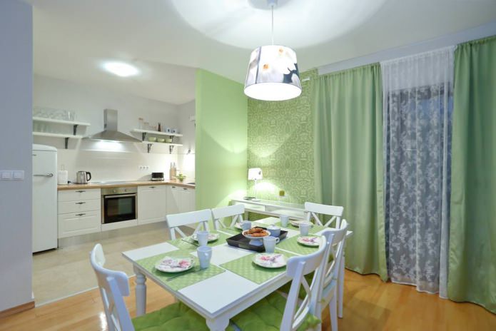 kertas dinding hijau dalam reka bentuk dapur