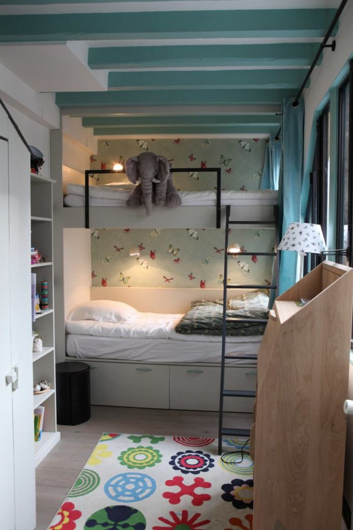 детска стая за две деца с двуетажно легло