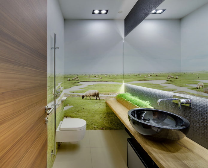 изображението на полето по стените в банята