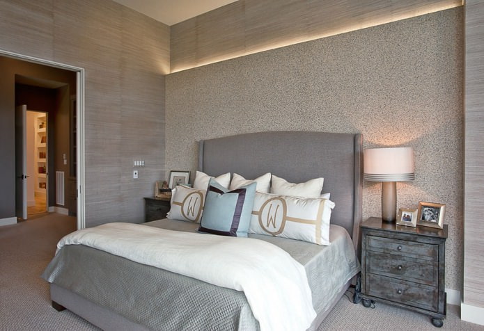 paper pintat gris en disseny de dormitori
