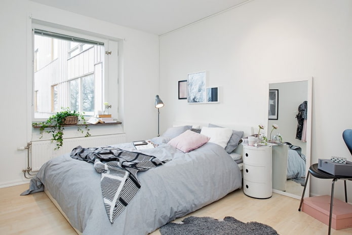Skandinavisk stil soveværelse interiør