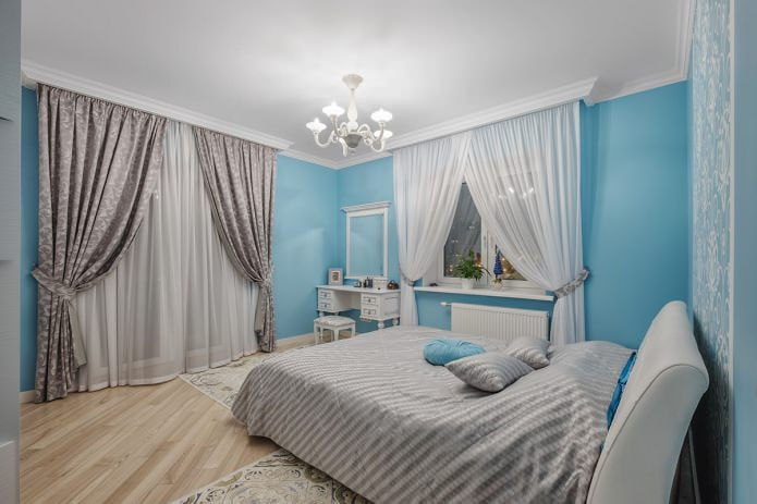 pareti blu in camera da letto