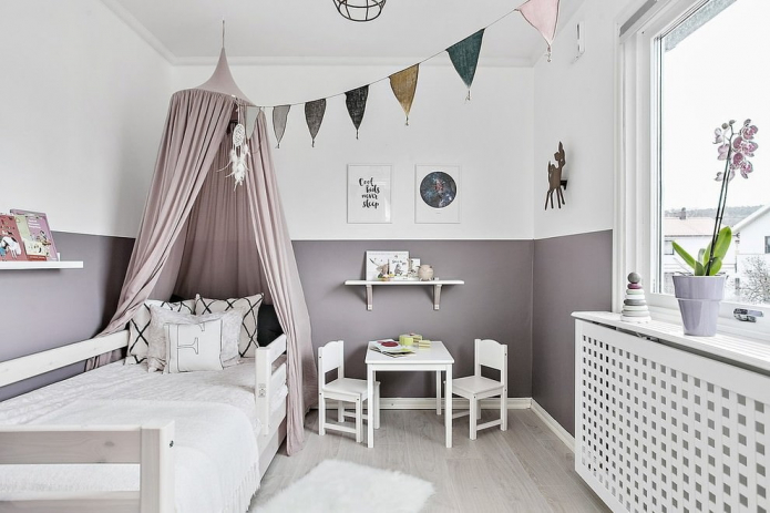 interiér spálne pre dievča vo veku 3 - 5 rokov
