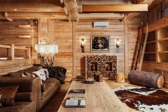 drewniane wykończenie w stylu chaty