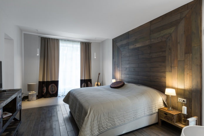 Sàn gỗ trên tường trong phòng ngủ