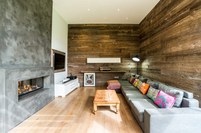 interiér obývacího pokoje v ekologickém stylu