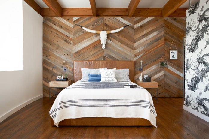 Sàn gỗ trên tường phòng ngủ
