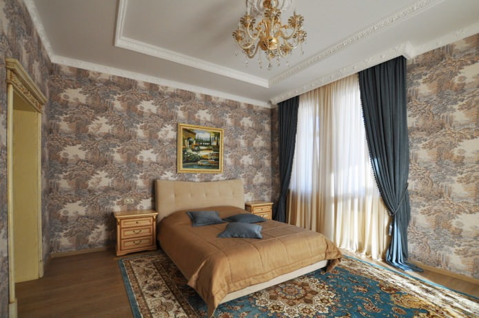 завеси в спалнята в класически стил