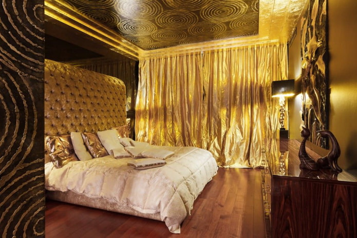 złote wnętrze sypialni