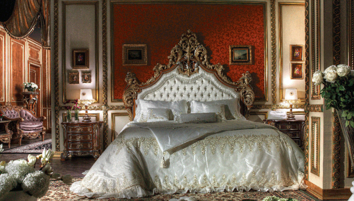 baroka stila guļamistabas interjers
