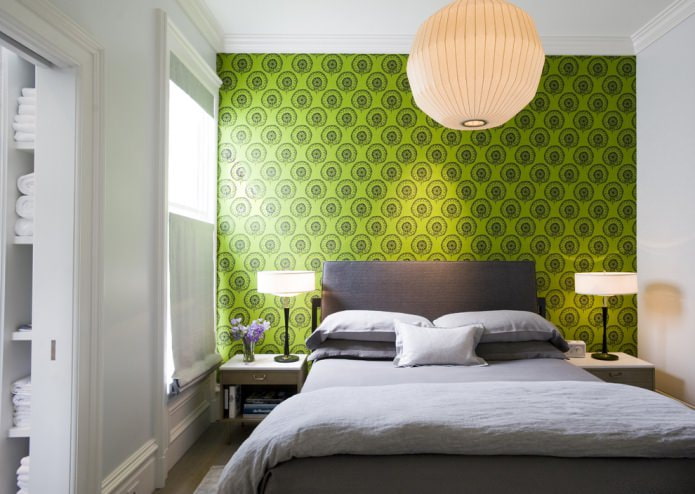 groen behang in moderne stijl