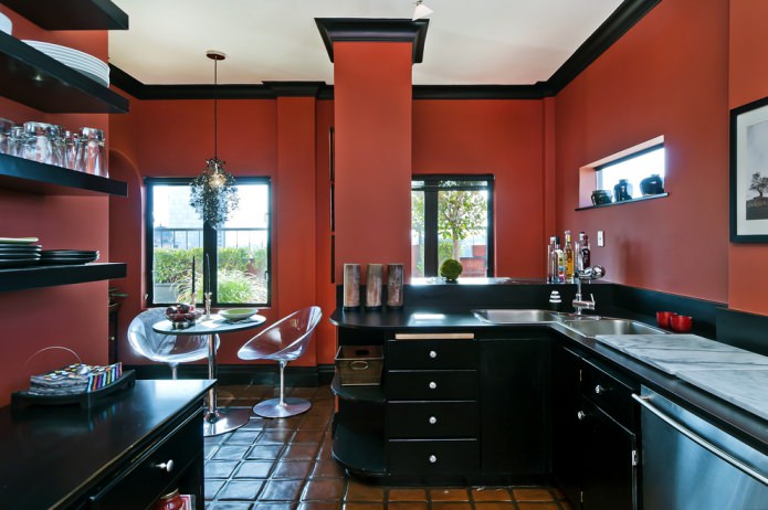 rode en zwarte keuken