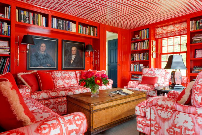punainen olohuone