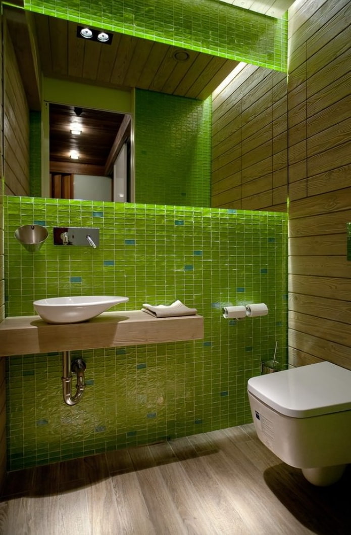zielona mozaika w łazience