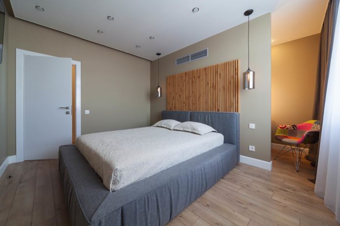 сива и бежова съвременна спалня