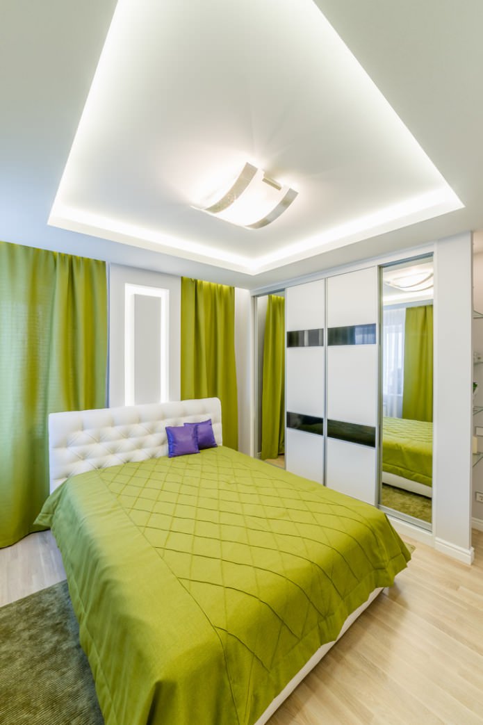 yatak odasında açık yeşil tekstil
