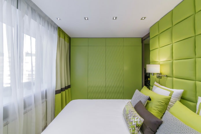Moderne slaapkamer in lichtgroene tinten