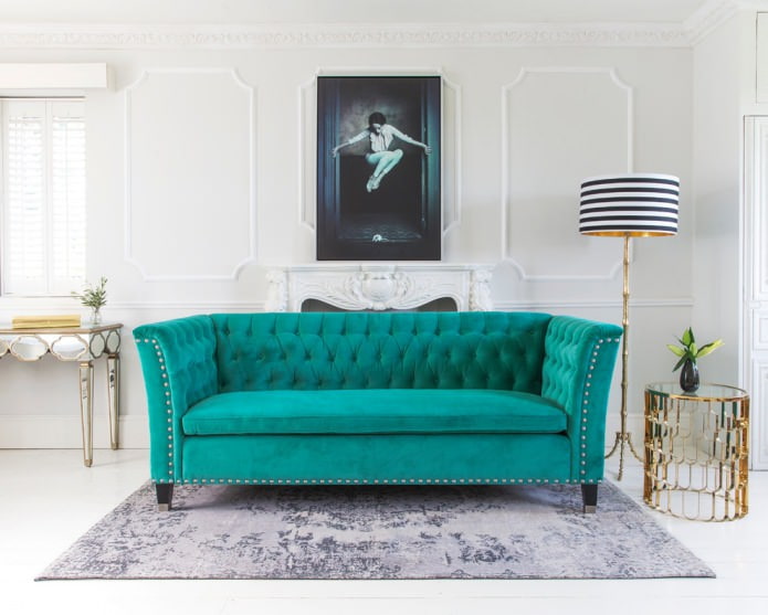 Sofa turquoise dalam