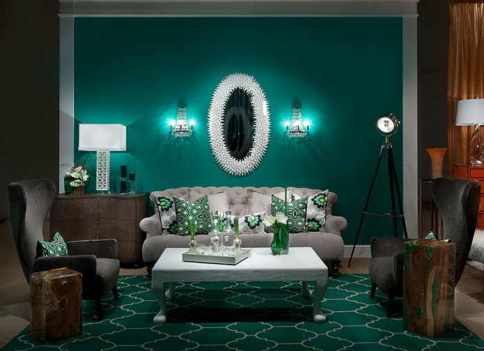 turquoise woonkamer