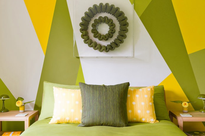 Camera da letto giallo oliva