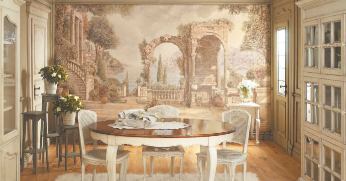 Provence-tyylinen ruokasali